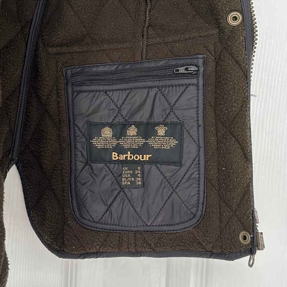 Barbour Wray Gilet Quilted Vest Zip Snap Front Black Size 4 - Picture 13 of 15